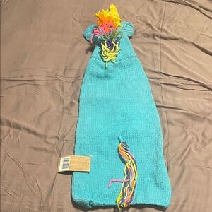 Turquoise Unicorn Knit Dog Costume with Rainbow Mane XL